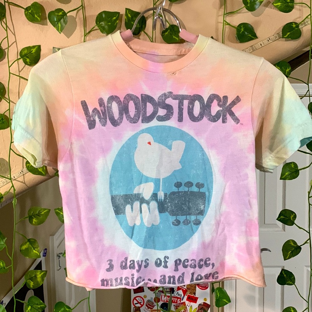 Vintage Woodstock Rainbow Tie-Dye Crop Top